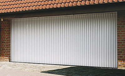 Vertico sliding garage door half open